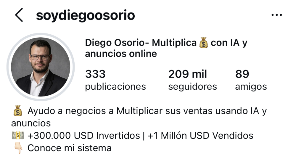 Perfil de Instagram de Diego Osorio
